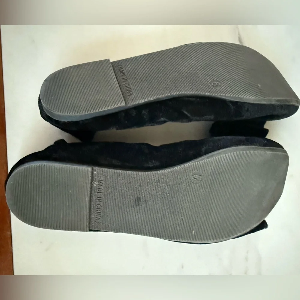 GAP Dress Shoes Ballet Flat BIG GIRLS Black Bow Velvet Holidays Christmas Size 5